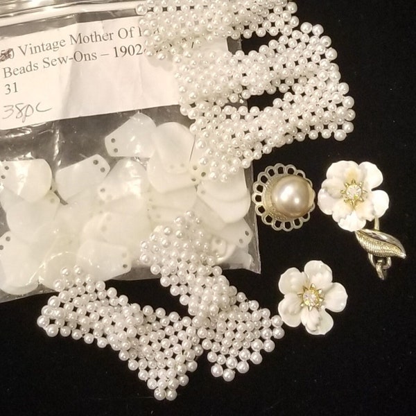 Destash Vintage Pearlized  Lot ~ Vintage Jewelry ~ Repurpose Jewelry Lot ~ Vintage Components Bundle ~ Old Jewelry Lot #138