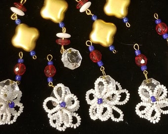 Destash Patriotic Pendant Lot ~ Tassel Pendants ~ Repurpose Jewelry Lot ~ Vintage Components Bundle ~ Jewelry Lot #142