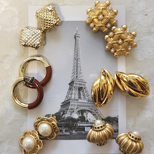 CHOOSE ~ Large Vintage Goldtone Earrings ~ Beautiful Clip on Earrings ~ 1980s