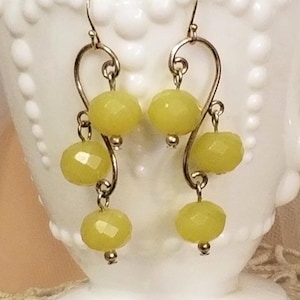 Chandelier Earrings ~ Olive Earrings ~ Jade Earrings ~ Silver Earrings ~ Upcycled Jewelry ~ Lime Green