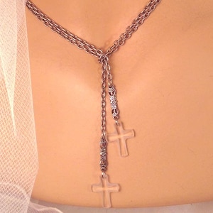 Delicate Swarovski Crystal Cross Lariat Necklace ~ Cross Necklace ~ Cross Pendant ~ Wear Long or Short ~ Christmas Gift ~ FREE SHIP in USA