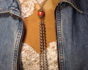 Long Tassel Necklace ~ Statement Necklace ~ Assemblage Necklace ~ Upcycled Jewelry ~ Pendant Necklace ~ Steampunk Necklace