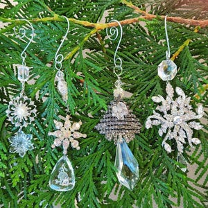 Large Crystal Ornaments ~ Vintage Assemblage ~ One of a Kind ~ Christmas ~ Holiday ~ Sun Catcher ~ Sequin Garden