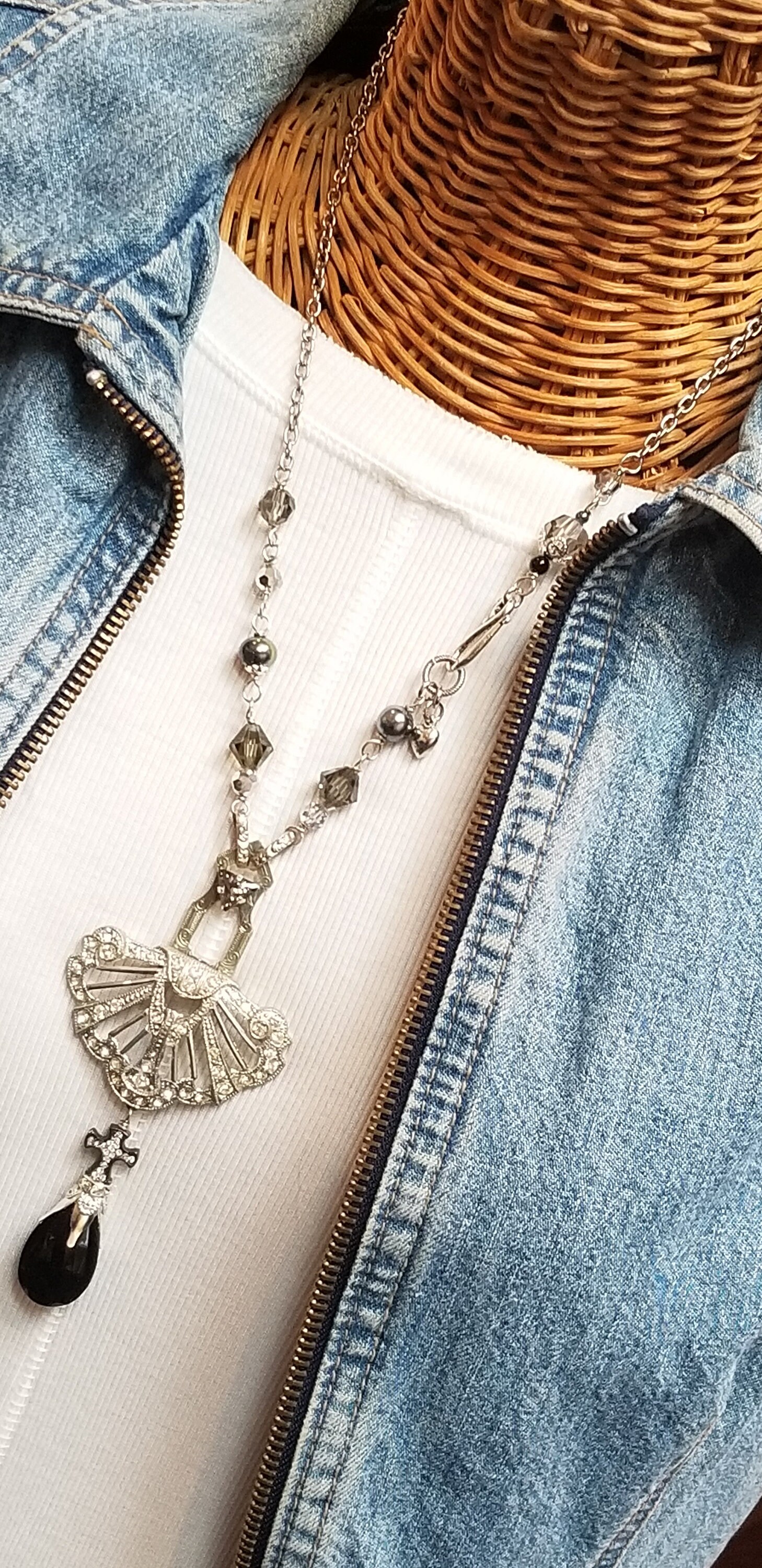 Rhinestone Cross Necklace Vintage Rhinestone Religious - Etsy