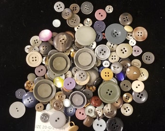 Vintage Assorted Button Lot ~ Over 170 ~ Plastic ~ Assorted Sizes ~ Collage Button Lot #159