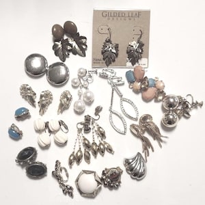 Destash Vintage Earring 12 Pair plus Lot ~ Vintage Jewelry ~ Repurpose Jewelry Lot ~ Vintage Earrings Bundle ~ 1950s-1990s ~ Lot #183