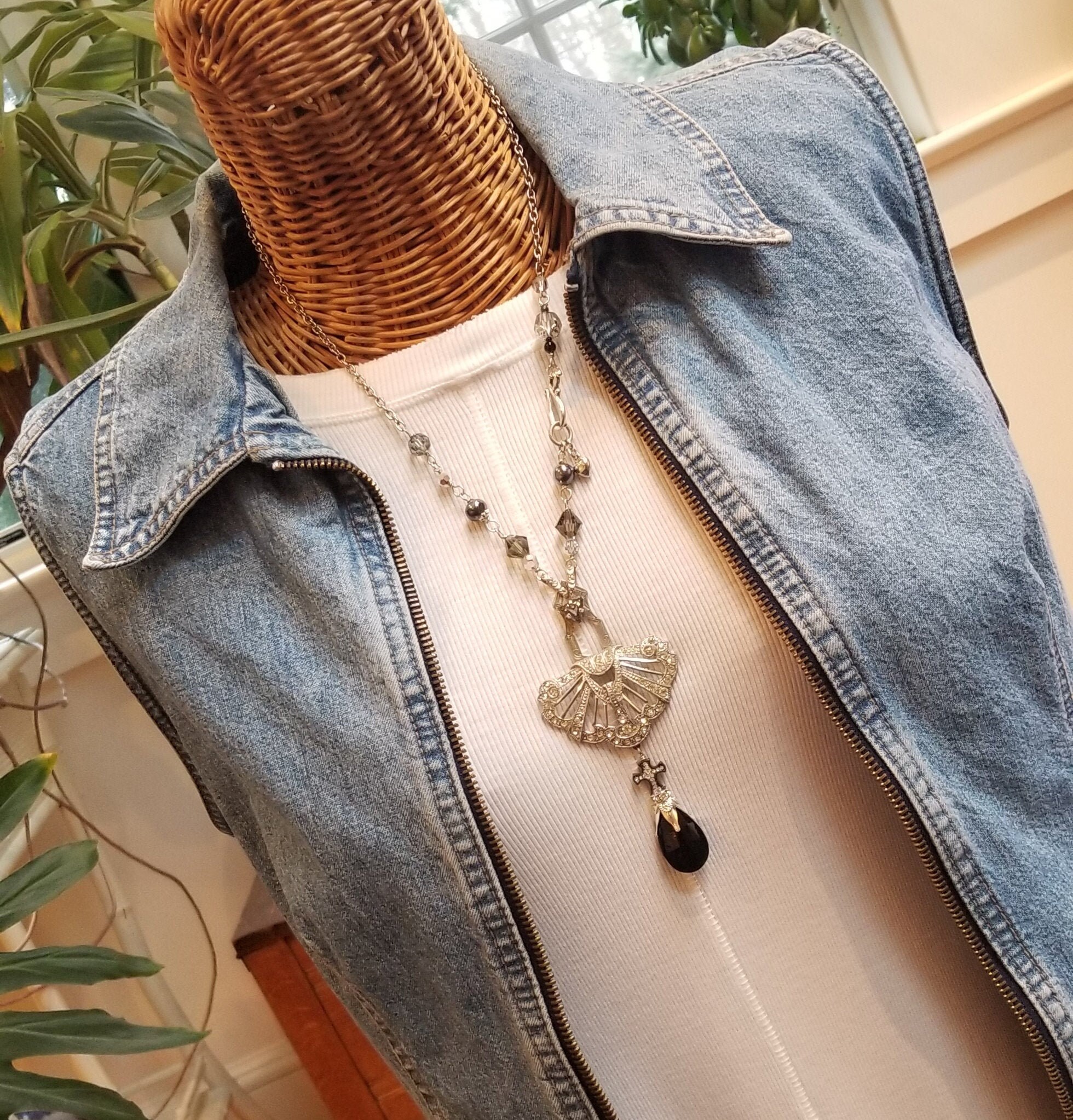 Rhinestone Cross Necklace Vintage Rhinestone Religious - Etsy