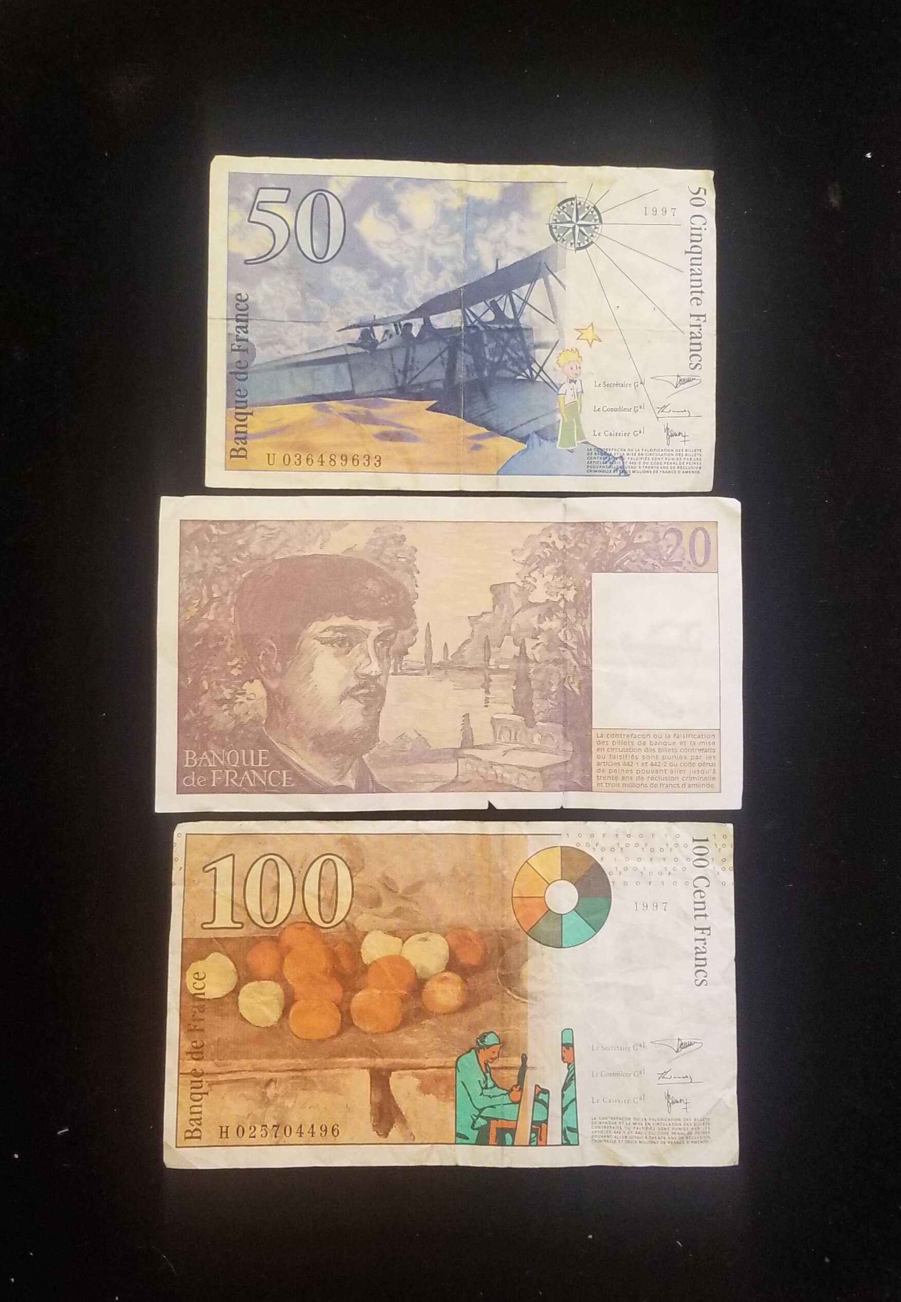 Three Circulated FRANCS Paper Money Notes Banque De France - Etsy