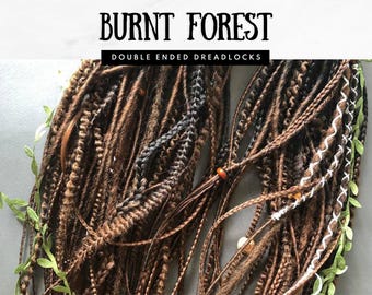 Brown Beige Double Ended Dreads – Handmade Synthetic Dreadlocks DE, Boho Style