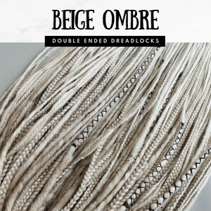 Synthetic Hair Extensions – Beige ombre Double Ended Dreads – Lightweight Handmade Synthetic Dreadlocks – DE Boho Style Dread Set
