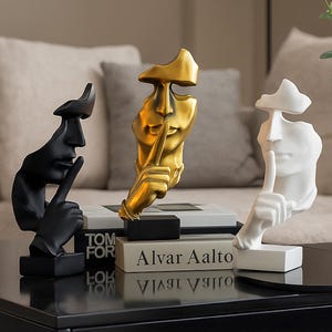 Modern Abstract Thinker Statue: Minimalist Resin Sculpture