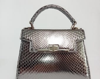 Echt Python Leder Handtasche: Exotische Abendtasche Damen Kleine Handtasche