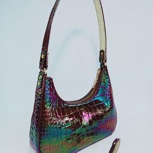 Exclusive Handmade Handbag, A Luxurious Little Bag, Cherry-colored Leather Bag, Handmade Chameleon Handbag