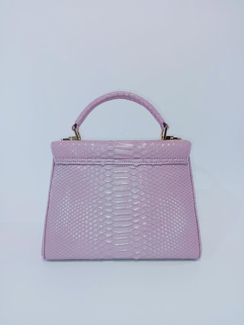 Handgemachte Flieder Python Umhängetasche - Exotische Leder Handtasche Frauen Tasche Bild 8
