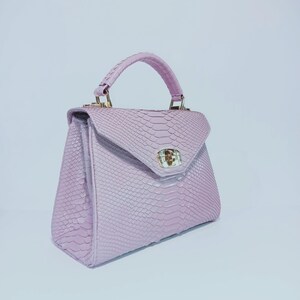 Handgemachte Flieder Python Umhängetasche - Exotische Leder Handtasche Frauen Tasche Bild 5