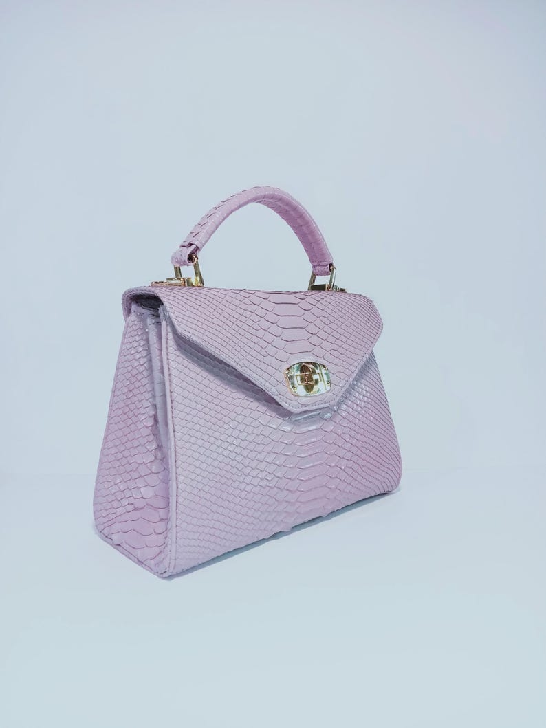 Handgemachte Flieder Python Umhängetasche - Exotische Leder Handtasche Frauen Tasche Bild 5