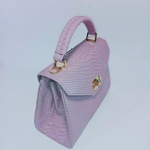 Handgemachte Flieder Python Umhängetasche - Exotische Leder Handtasche Frauen Tasche Bild 10