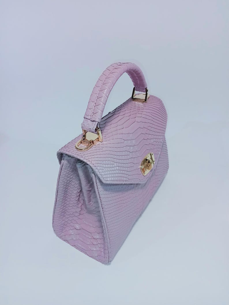Handgemachte Flieder Python Umhängetasche - Exotische Leder Handtasche Frauen Tasche Bild 10
