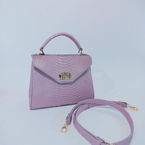 Handgemachte Flieder Python Umhängetasche - Exotische Leder Handtasche Frauen Tasche Bild 6