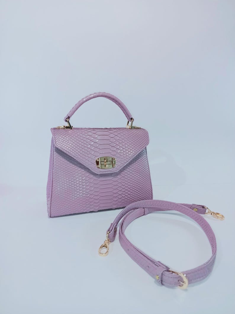 Handgemachte Flieder Python Umhängetasche - Exotische Leder Handtasche Frauen Tasche Bild 6