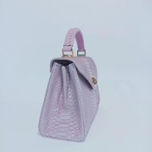 Handgemachte Flieder Python Umhängetasche - Exotische Leder Handtasche Frauen Tasche Bild 7