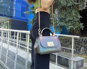 Damenhandtasche Pythonleder Schlangenhauttasche