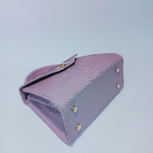 Handgemachte Flieder Python Umhängetasche - Exotische Leder Handtasche Frauen Tasche Bild 11