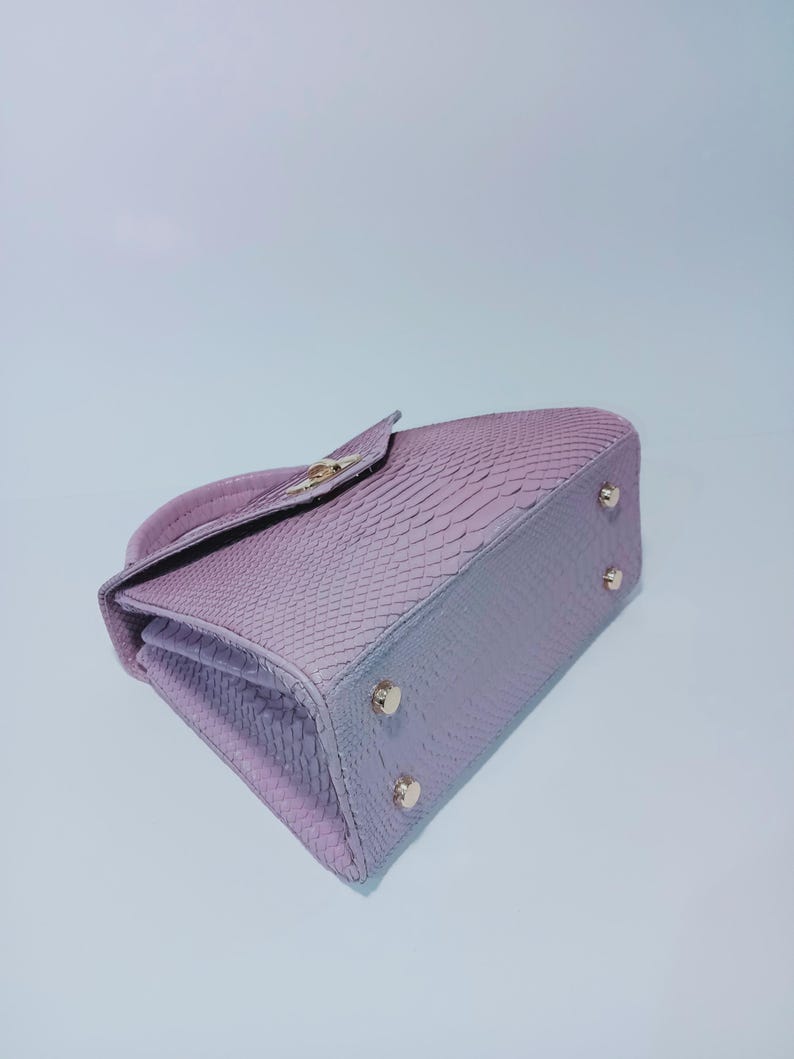 Handgemachte Flieder Python Umhängetasche - Exotische Leder Handtasche Frauen Tasche Bild 11