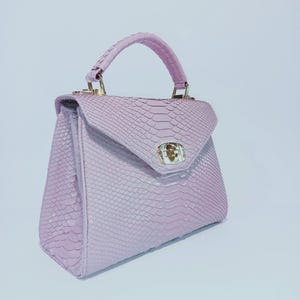 Handgemachte Flieder Python Umhängetasche - Exotische Leder Handtasche Frauen Tasche Bild 2