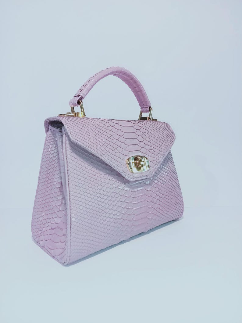 Handgemachte Flieder Python Umhängetasche - Exotische Leder Handtasche Frauen Tasche Bild 2