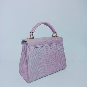 Handgemachte Flieder Python Umhängetasche - Exotische Leder Handtasche Frauen Tasche Bild 9
