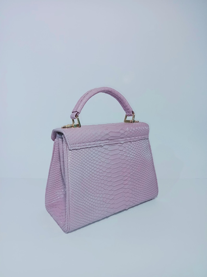 Handgemachte Flieder Python Umhängetasche - Exotische Leder Handtasche Frauen Tasche Bild 9