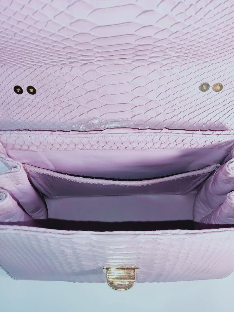 Handgemachte Flieder Python Umhängetasche - Exotische Leder Handtasche Frauen Tasche Bild 12
