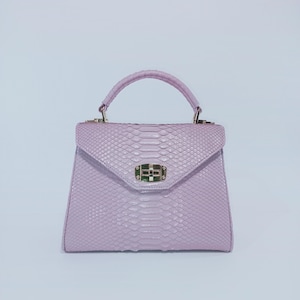 Handmade Lilac Python Shoulder Bag – Exotic Leather Handbag Women Bag