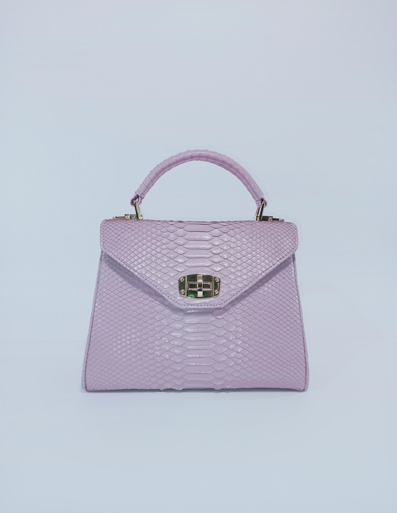 Handgemachte Flieder Python Umhängetasche - Exotische Leder Handtasche Frauen Tasche Bild 1