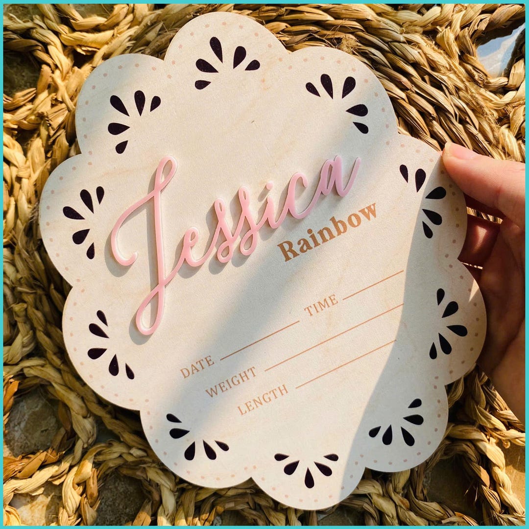 Personalized Baby Birth Stats Sign | Custom Name Plaque | Newborn ...