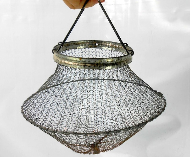 OLD wire mesh live bait basket bait fish basket boat bait Etsy