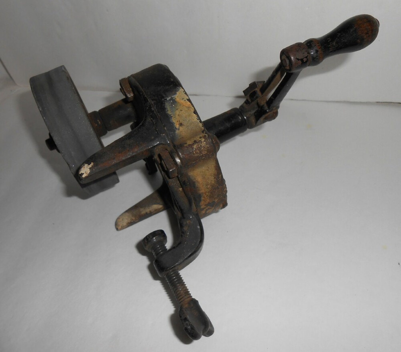 Vintage grinding wheel tabletop grinding stone hand crank Etsy