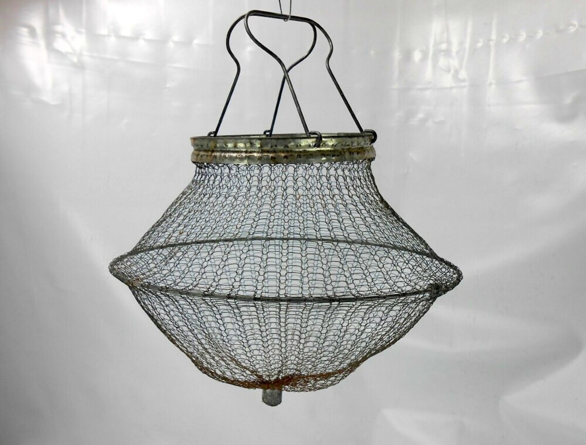 OLD wire mesh live bait basket bait fish basket boat bait Etsy
