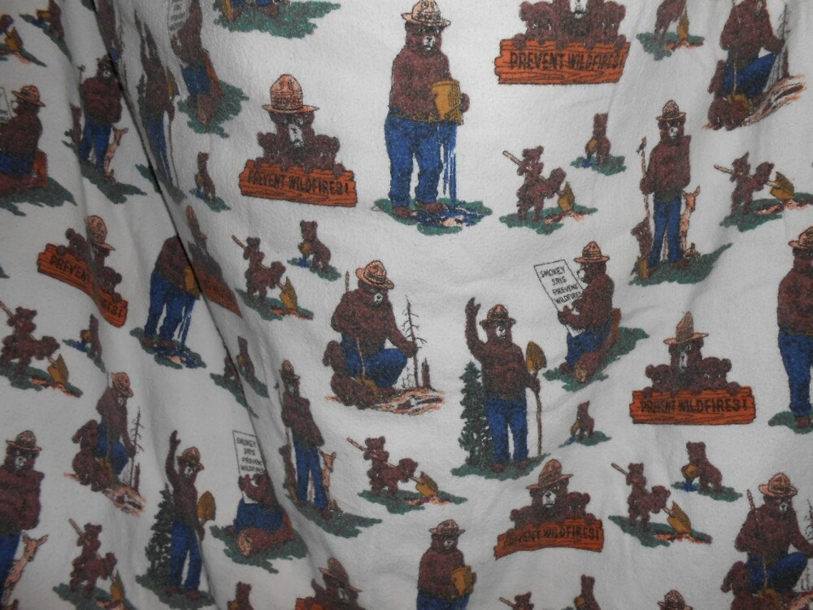 Vintage Smokey Bear bed sheet Smokey the Bear flannel bed Etsy
