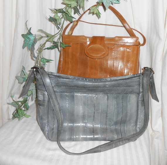 Vintage eelskin purse grey eel skin purse eel skin