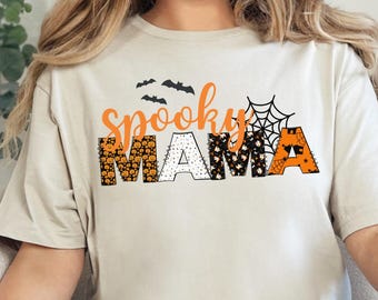 Retro Halloween-shirt Spooky Mama: cadeau voor moeder