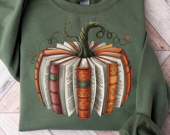 Fall Book Pumpkin Halloween Shirt, Halloween Book Lover Shirt, Fall Bookish Shirt, Pumpkin Book Shirt, Pumpkin Sweater, Fall Shirt, spooky t