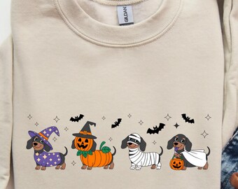 Dachshund Sweatshirt, Halloween Dachshund Shirt, Halloween Cute Dog Shirt, Cute Ghost Dogs Halloween Shirt, Funny Halloween Shirt, Halloween