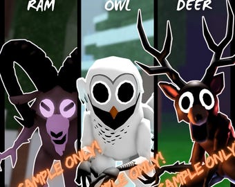 99 Nights in the Forest Roblox Enemies | Deer, Owl & Ram Digital Art | Printable T-Shirt Design, Wall Art, Gamer Party Decor, stickers etc.