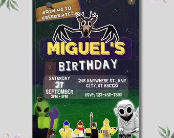 99 Nights in the Forest Birthday Invitation, Roblox Editable Party Invite | Canva Template, Printable Digital Download, Kids Gaming Birthday