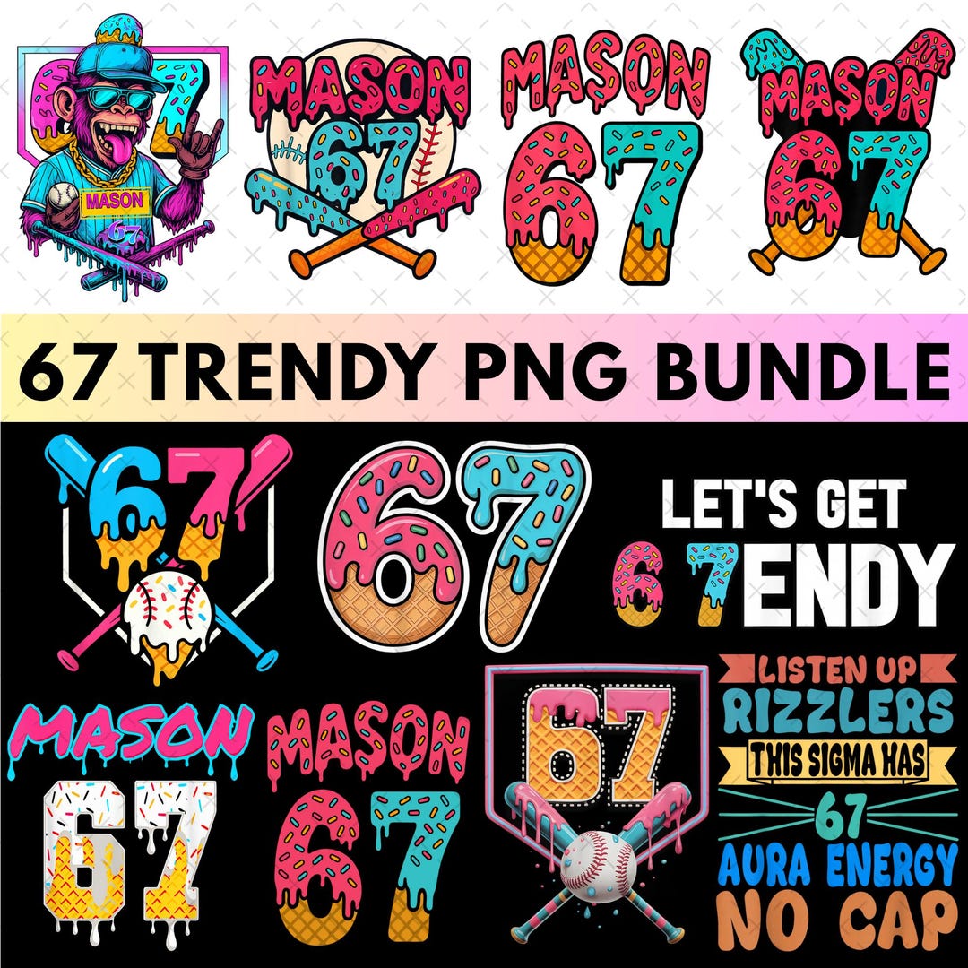 Mason 67 Ice Cream Meme Png Bundle Funny Six Seven Back Design