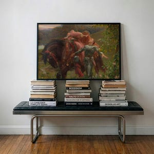 La Belle Dame sans Merci Frank Dicksee Print, Pre-Raphaelite knight wall art, Dark Academia Wall Art, Medieval Romantic Poster