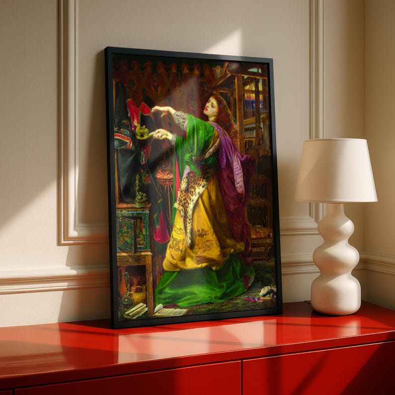 Morgan le Fay Print, Frederick Sandys 1864 Pre Raphaelite Wall Art, Arthurian Legend Sorceress Poster