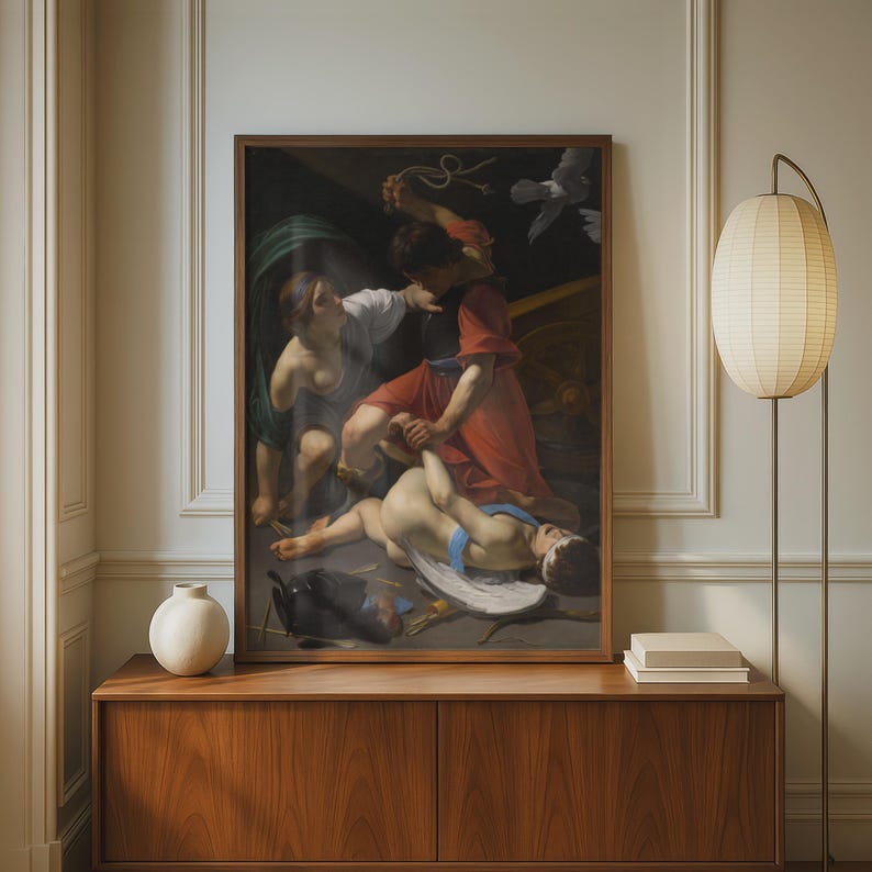 Cupid Chastised Bartolomeo Manfredi Baroque Art Poster, Classical Mythology Wall Art